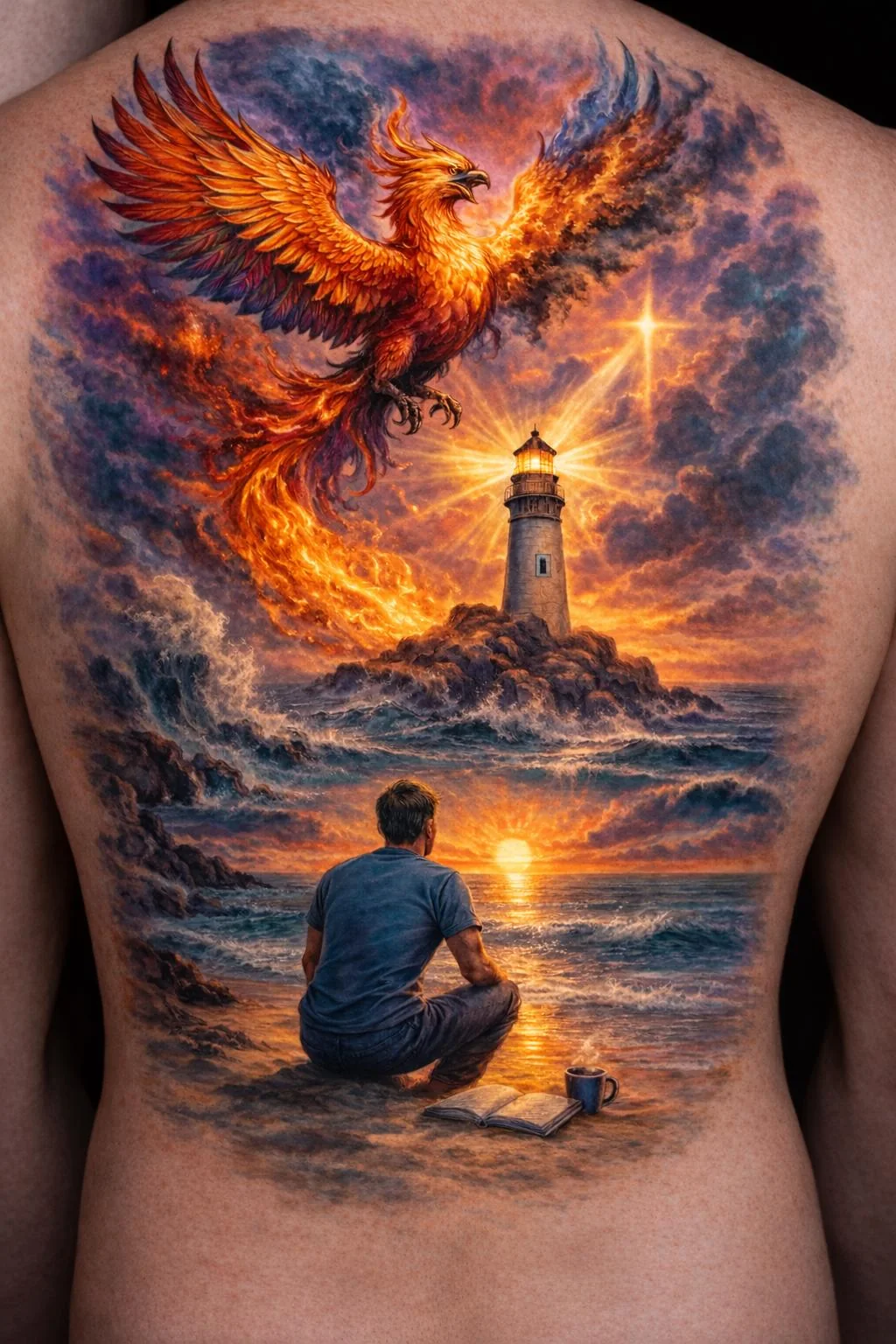 Storm to Light color tattoo design